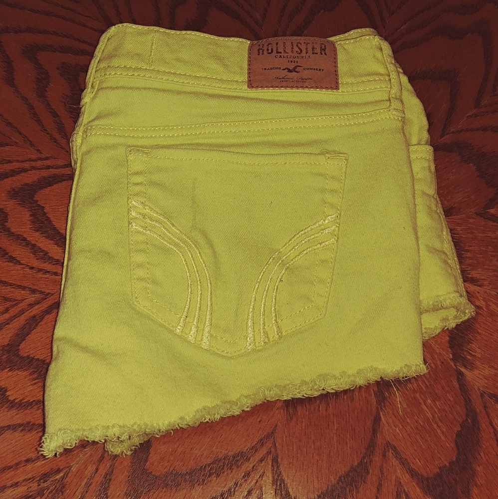 Yellow Distressed Denim Shorts